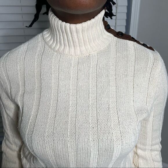 Revolve Ralph Lauren Jeans Ribbed Cream Turtleneck Sweater - Picture 10 of 15